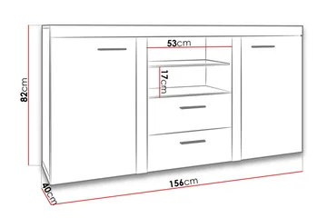 Rumba skænk 157x40x81 cm - Hvid - Opbevaring - Opbevaringsmøbler - Skænke & sideboards