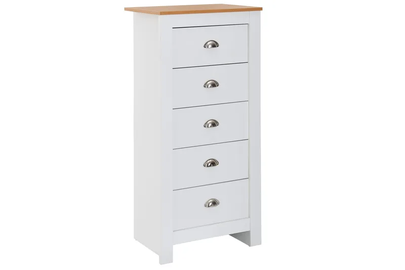 Seddik Sideboard 39 cm Rektangulær, Hvid/Natur