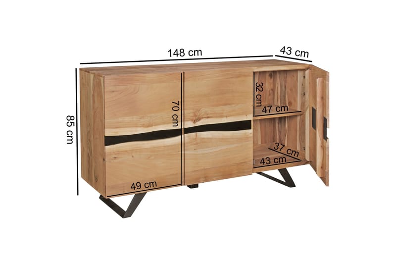 Sideboard & skänk Wohnling Trä, Natur - Opbevaring - Opbevaringsmøbler - Skænke & sideboards