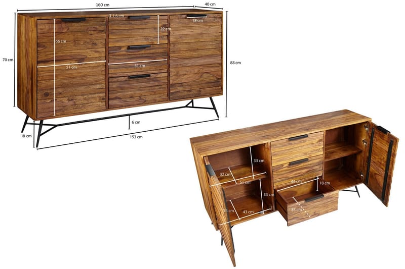 Sideboard & skänk Wohnling Trä, Natur - Opbevaring - Opbevaringsmøbler - Skænke & sideboards