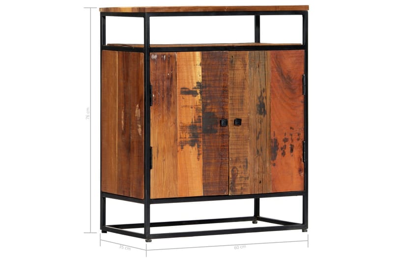 Sideskab 60 X 35 X 76 Cm Massivt Genanvendt Træ Og Stål - Brun - Skænke & sideboards