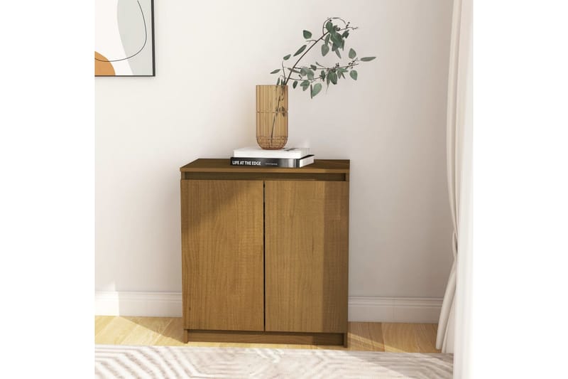 sideskab 60x36x65 cm massivt fyrretræ gyldenbrun - Brun - Skænke & sideboards