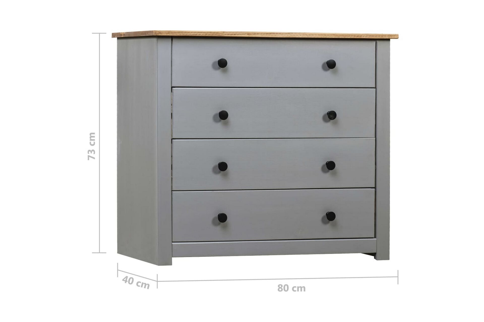sideskab 80 x 40 x 73 cm fyrretræ grå Panama - Opbevaring - Opbevaringsmøbler - Skænke & sideboards