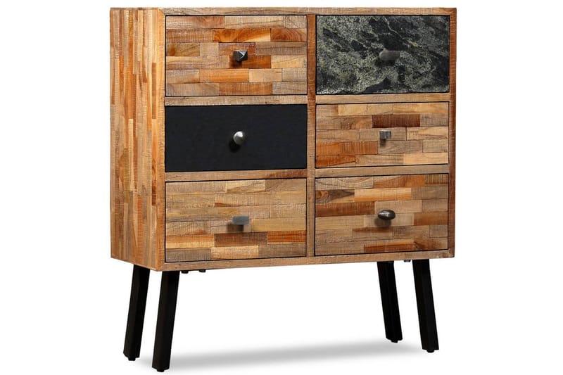 Sideskab m 6 Skuffer Genbrugsteak 70 X 30 X 76 Cm - Brun - Skænke & sideboards