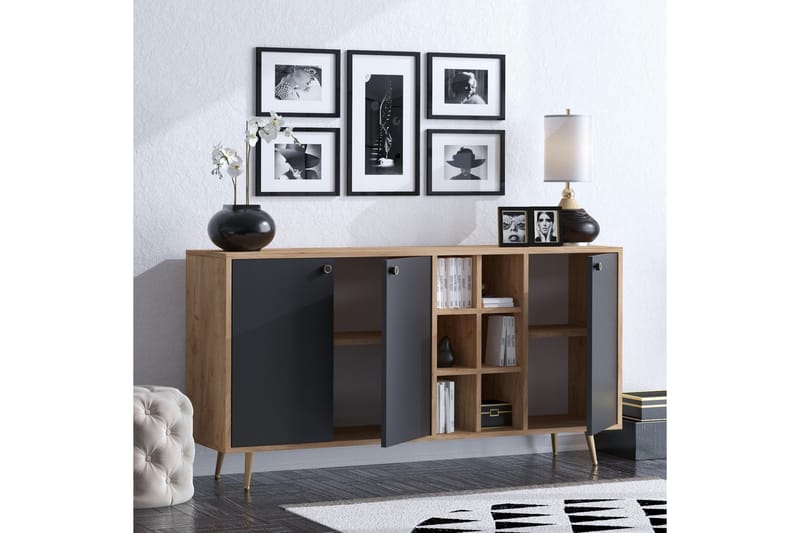 Sidobord Ek|Svart - Natur/Antracit - Opbevaring - Opbevaringsmøbler - Skænke & sideboards
