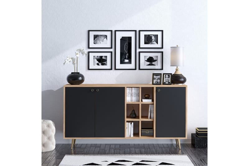 Sidobord Ek|Svart - Natur/Antracit - Opbevaring - Opbevaringsmøbler - Skænke & sideboards