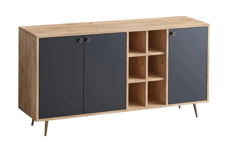 Sidobord Ek|Svart, Natur/Antracit