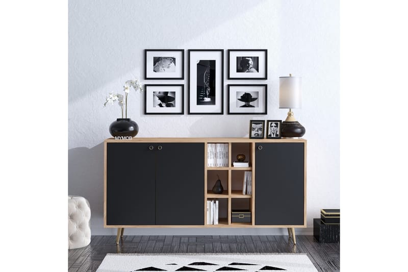 Sidobord Ek|Svart - Natur/Antracit - Opbevaring - Opbevaringsmøbler - Skænke & sideboards