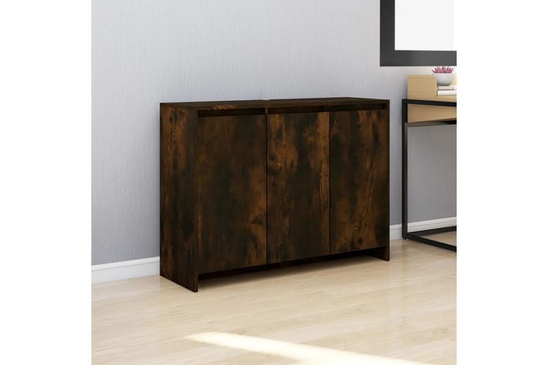 skænk 102x33x75 cm spånplade røget egetræsfarve - Brun - Skænke & sideboards