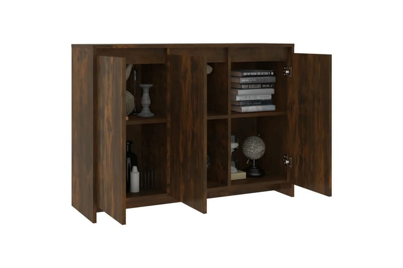 skænk 102x33x75 cm spånplade røget egetræsfarve - Brun - Skænke & sideboards