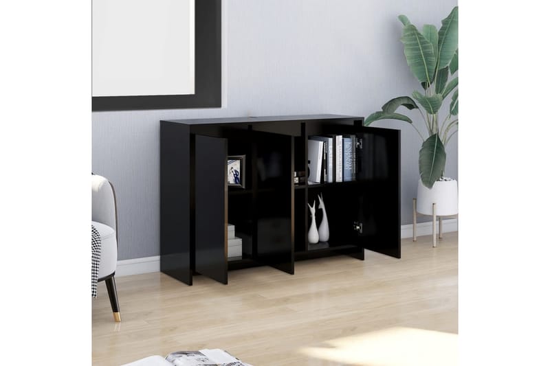 skænk 102x33x75 cm spånplade sort - Sort - Skænke & sideboards