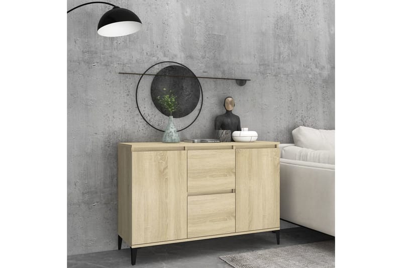 skænk 104x35x70 cm spånplade sonoma-eg - Brun - Skænke & sideboards