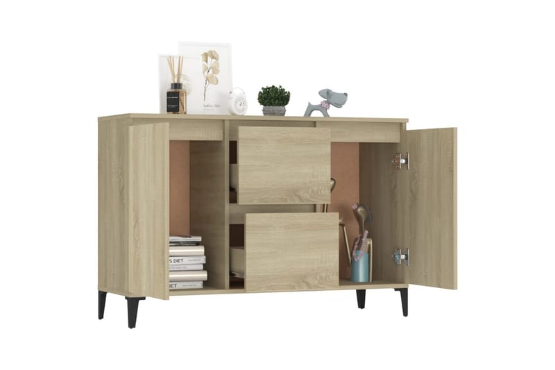 skænk 104x35x70 cm spånplade sonoma-eg - Brun - Skænke & sideboards