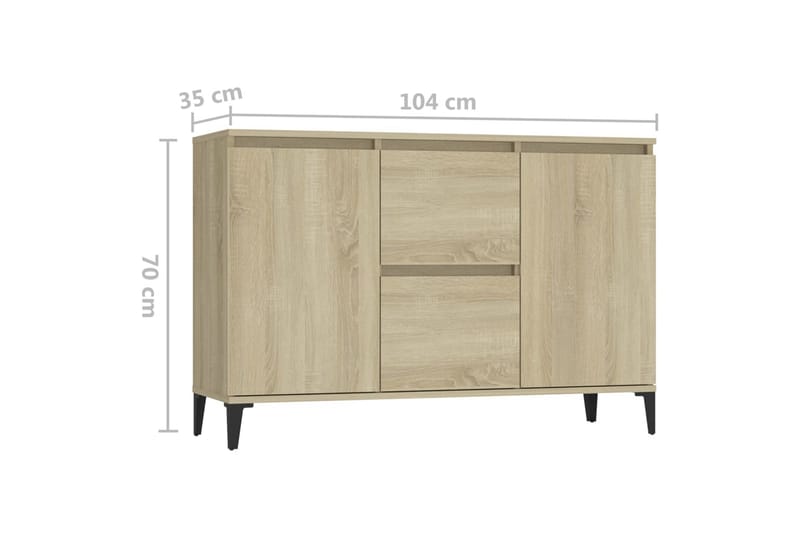 skænk 104x35x70 cm spånplade sonoma-eg - Brun - Skænke & sideboards