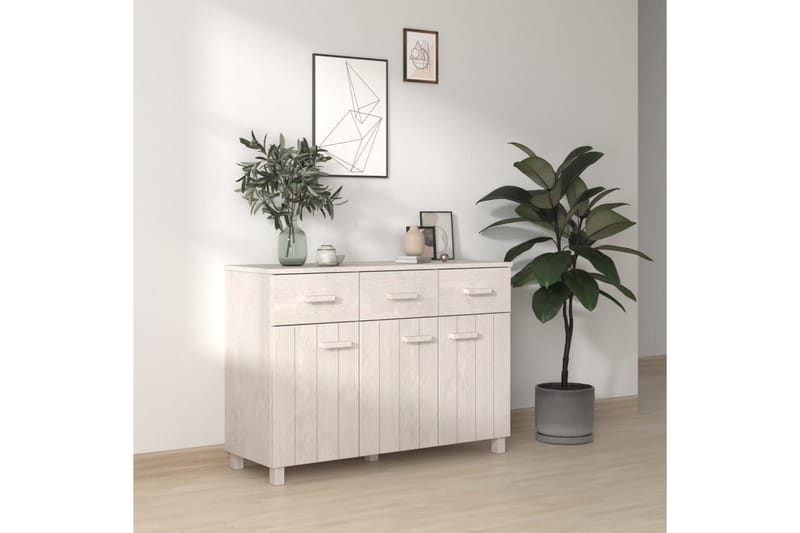 skænk 113x40x80 cm massivt fyrretræ hvid - Hvid - Opbevaring - Opbevaringsmøbler - Skænke & sideboards