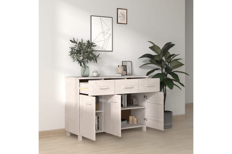 skænk 113x40x80 cm massivt fyrretræ hvid - Hvid - Opbevaring - Opbevaringsmøbler - Skænke & sideboards