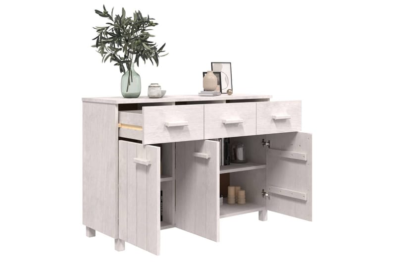 skænk 113x40x80 cm massivt fyrretræ hvid - Hvid - Opbevaring - Opbevaringsmøbler - Skænke & sideboards
