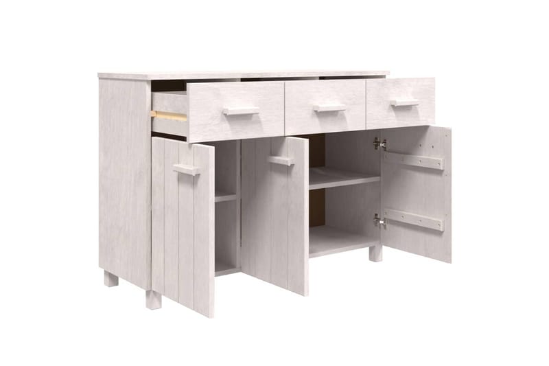 skænk 113x40x80 cm massivt fyrretræ hvid - Hvid - Opbevaring - Opbevaringsmøbler - Skænke & sideboards