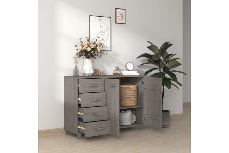 skænk 113x40x80 cm massivt fyrretræ lysegrå - Grå - Opbevaring - Opbevaringsmøbler - Skænke & sideboards