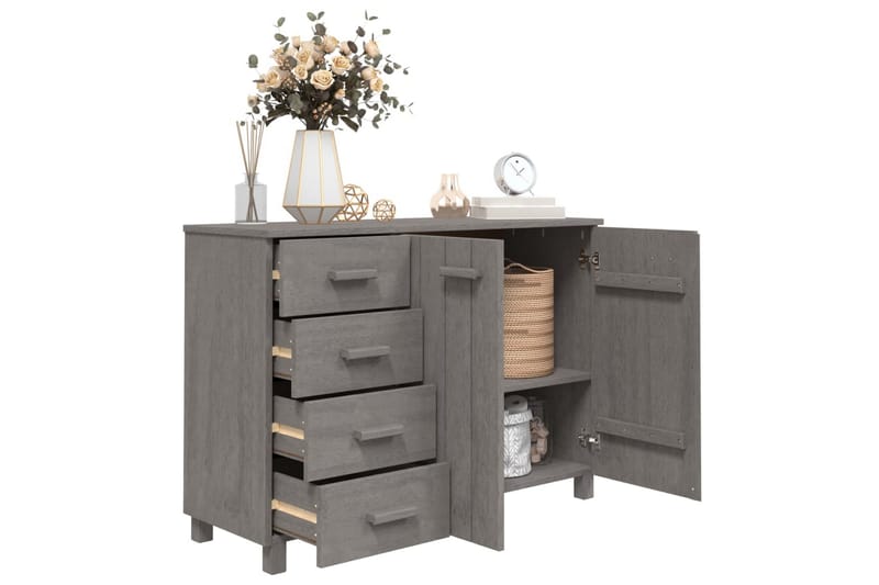 skænk 113x40x80 cm massivt fyrretræ lysegrå - Grå - Opbevaring - Opbevaringsmøbler - Skænke & sideboards