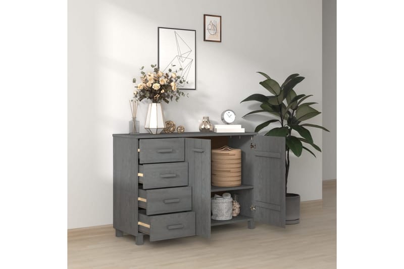 skænk 113x40x80 cm massivt fyrretræ mørkegrå - Grå - Opbevaring - Opbevaringsmøbler - Skænke & sideboards