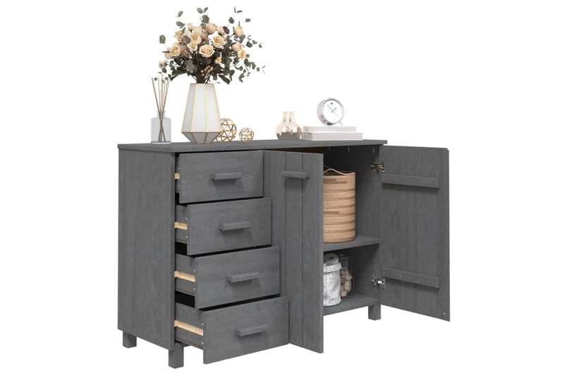 skænk 113x40x80 cm massivt fyrretræ mørkegrå - Grå - Opbevaring - Opbevaringsmøbler - Skænke & sideboards