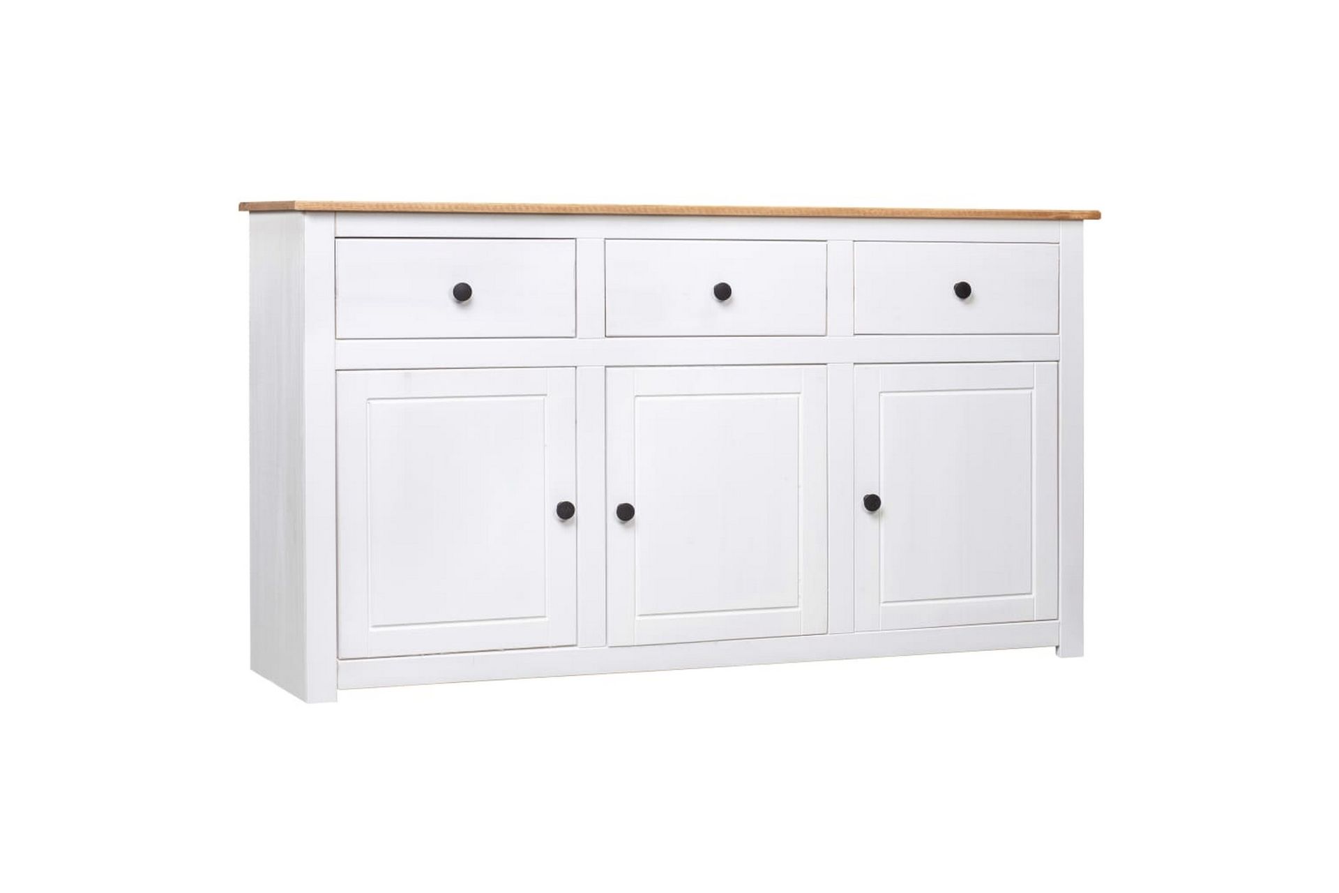 Skænk 135 x 40 x 80 cm massivt fyrretræ Panama hvid - Hvid - Opbevaring - Opbevaringsmøbler - Skænke & sideboards