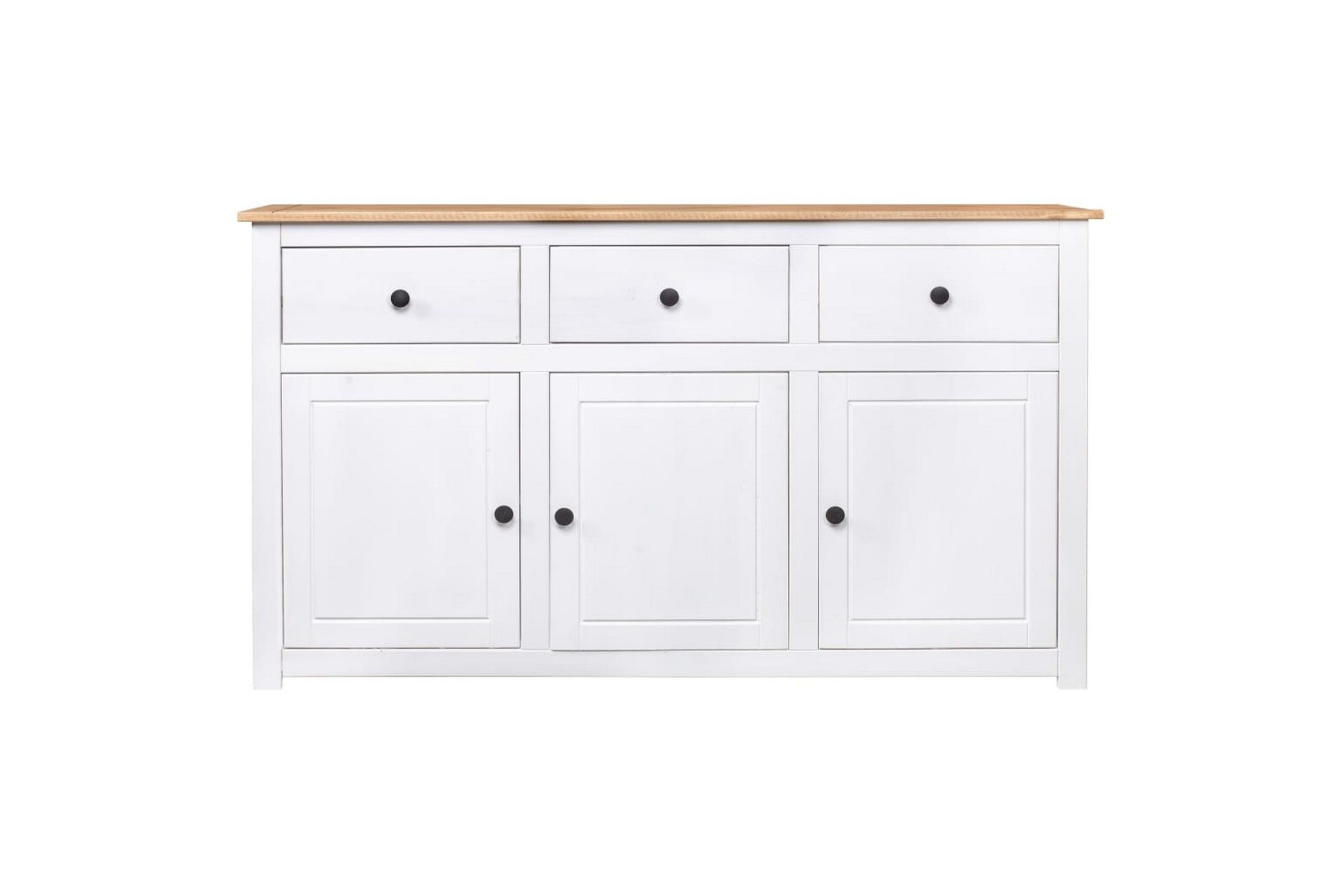Skænk 135 x 40 x 80 cm massivt fyrretræ Panama hvid - Hvid - Opbevaring - Opbevaringsmøbler - Skænke & sideboards