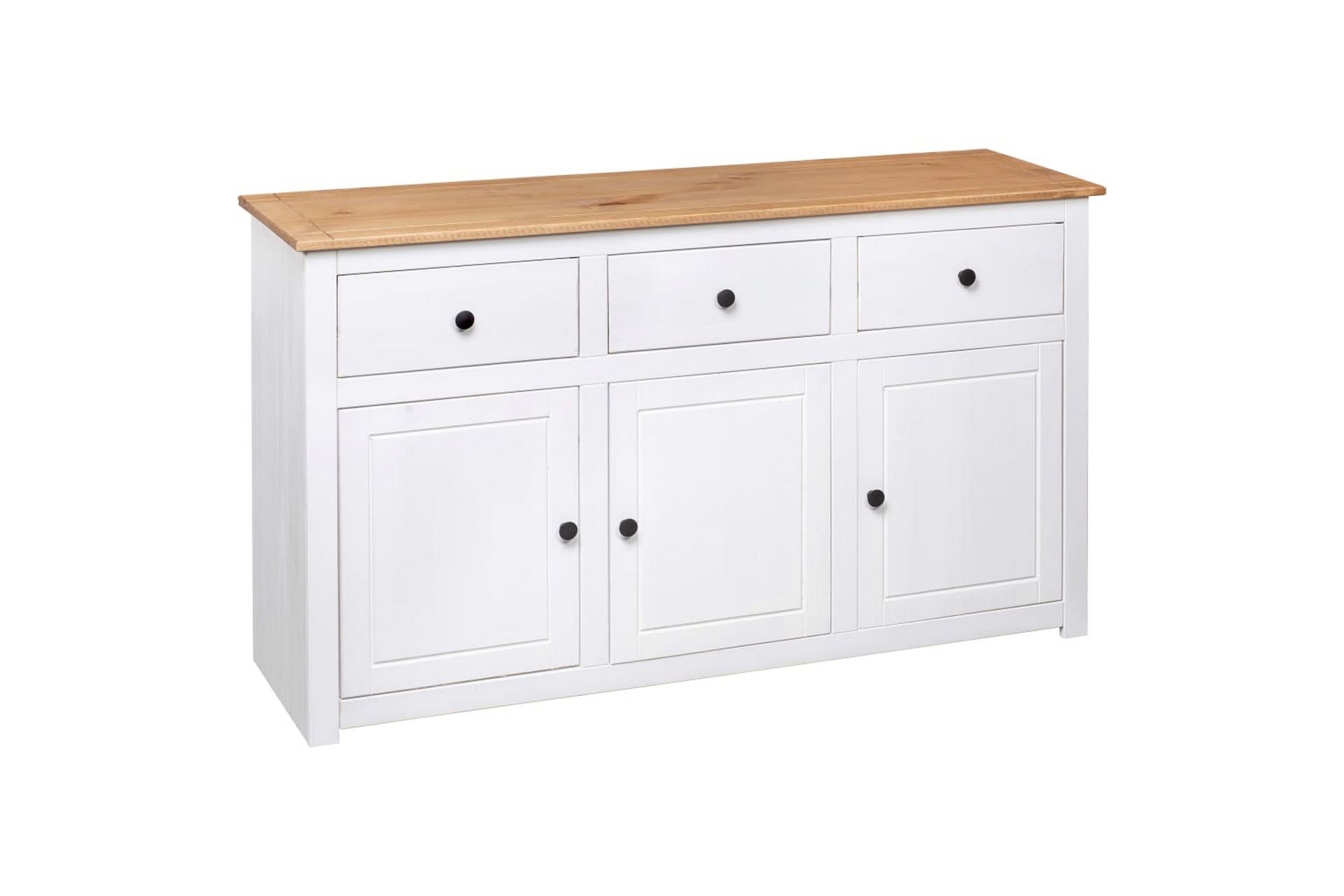 Skænk 135 x 40 x 80 cm massivt fyrretræ Panama hvid - Hvid - Opbevaring - Opbevaringsmøbler - Skænke & sideboards