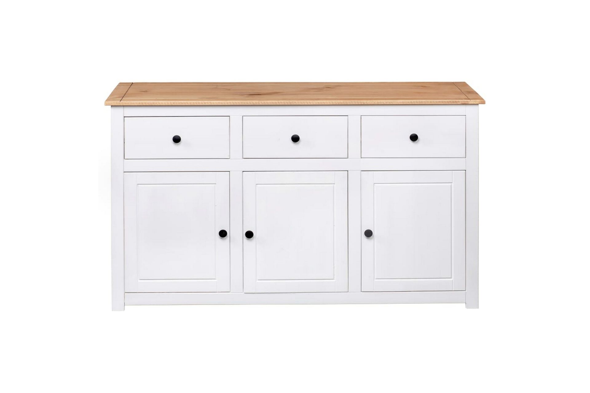 Skænk 135 x 40 x 80 cm massivt fyrretræ Panama hvid - Hvid - Opbevaring - Opbevaringsmøbler - Skænke & sideboards