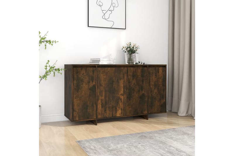 skænk 135x41x75 cm spånplade røget egetræsfarve - Brun - Opbevaring - Opbevaringsmøbler - Skænke & sideboards