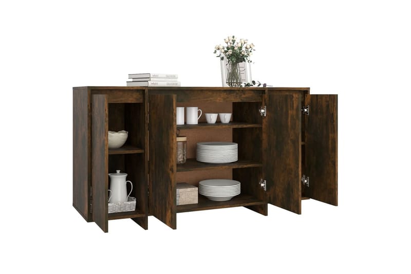 skænk 135x41x75 cm spånplade røget egetræsfarve - Brun - Opbevaring - Opbevaringsmøbler - Skænke & sideboards