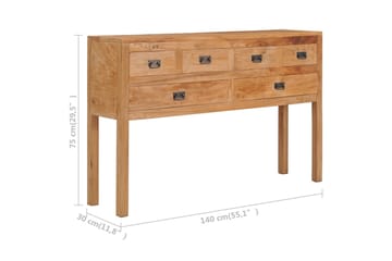 Skænk 140x30x75 cm Massivt Teaktræ - Opbevaring - Opbevaringsmøbler - Skænke & sideboards