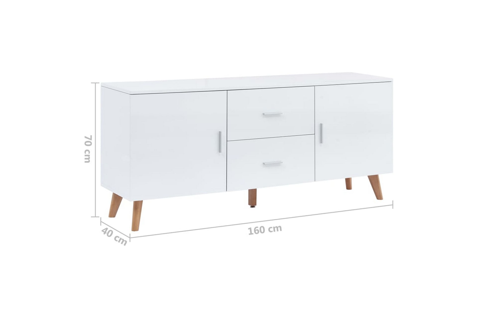 Skænk 160 X 40 X 70 Cm Mdf Hvid - Hvid - Opbevaring - Opbevaringsmøbler - Skænke & sideboards