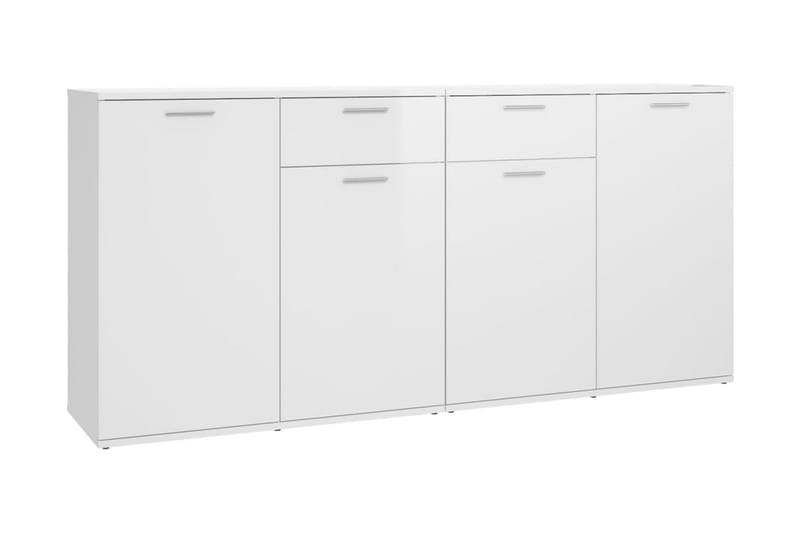 skænk 160x36x75 cm spånplade hvid højglans - Hvid - Skænke & sideboards