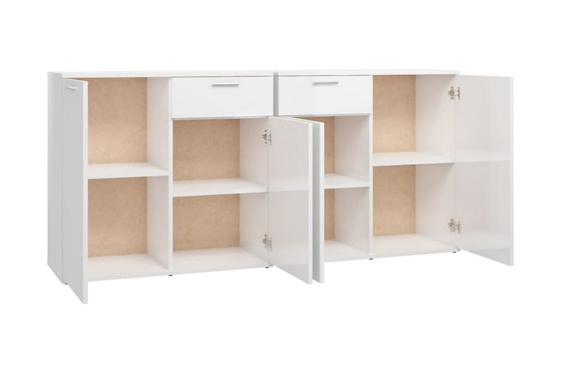 skænk 160x36x75 cm spånplade hvid højglans - Hvid - Skænke & sideboards