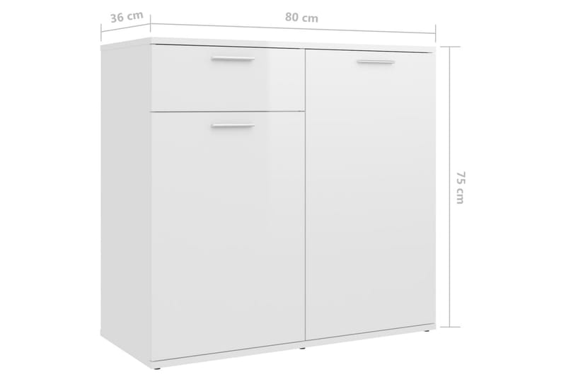 skænk 160x36x75 cm spånplade hvid højglans - Hvid - Skænke & sideboards