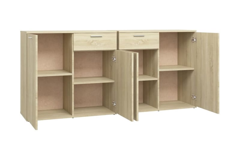 skænk 160x36x75 cm spånplade sonoma-eg - Brun - Skænke & sideboards