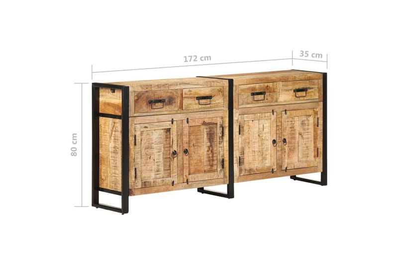 skænk 172x35x80 cm massivt mangotræ - Brun - Skænke & sideboards