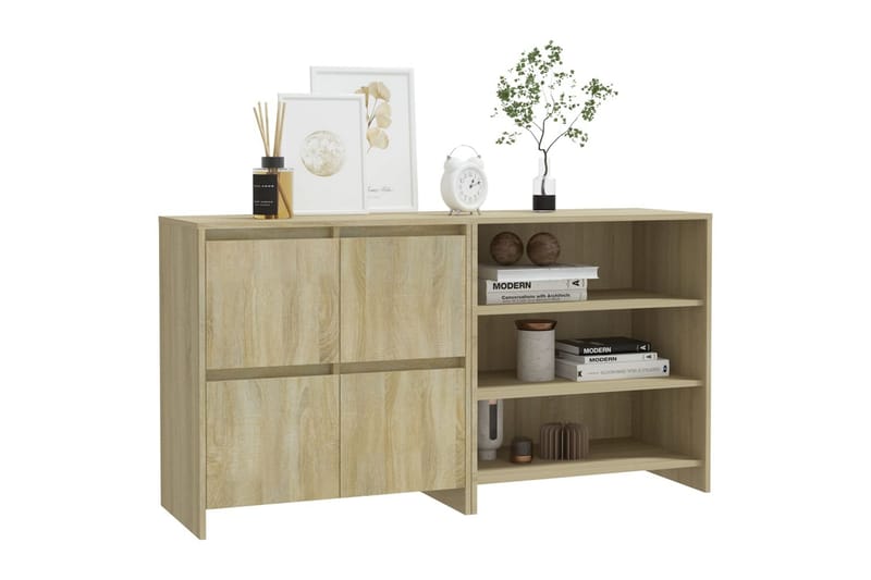 skænk 2 dele konstrueret træ sonoma-eg - Beige - Opbevaring - Opbevaringsmøbler - Skænke & sideboards