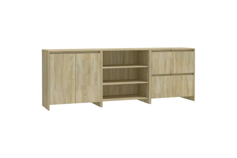 skænk 3 dele konstrueret træ sonoma-eg - Beige - Opbevaring - Opbevaringsmøbler - Skænke & sideboards