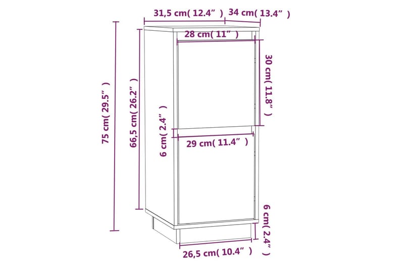 skænk 31,5x34x75 cm massivt fyrretræ gyldenbrun - Brun - Skænke & sideboards