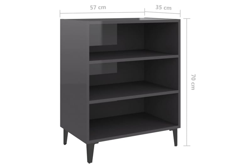 skænk 57x35x70 cm spånplade grå højglans - Grå - Opbevaring - Opbevaringsmøbler - Skænke & sideboards