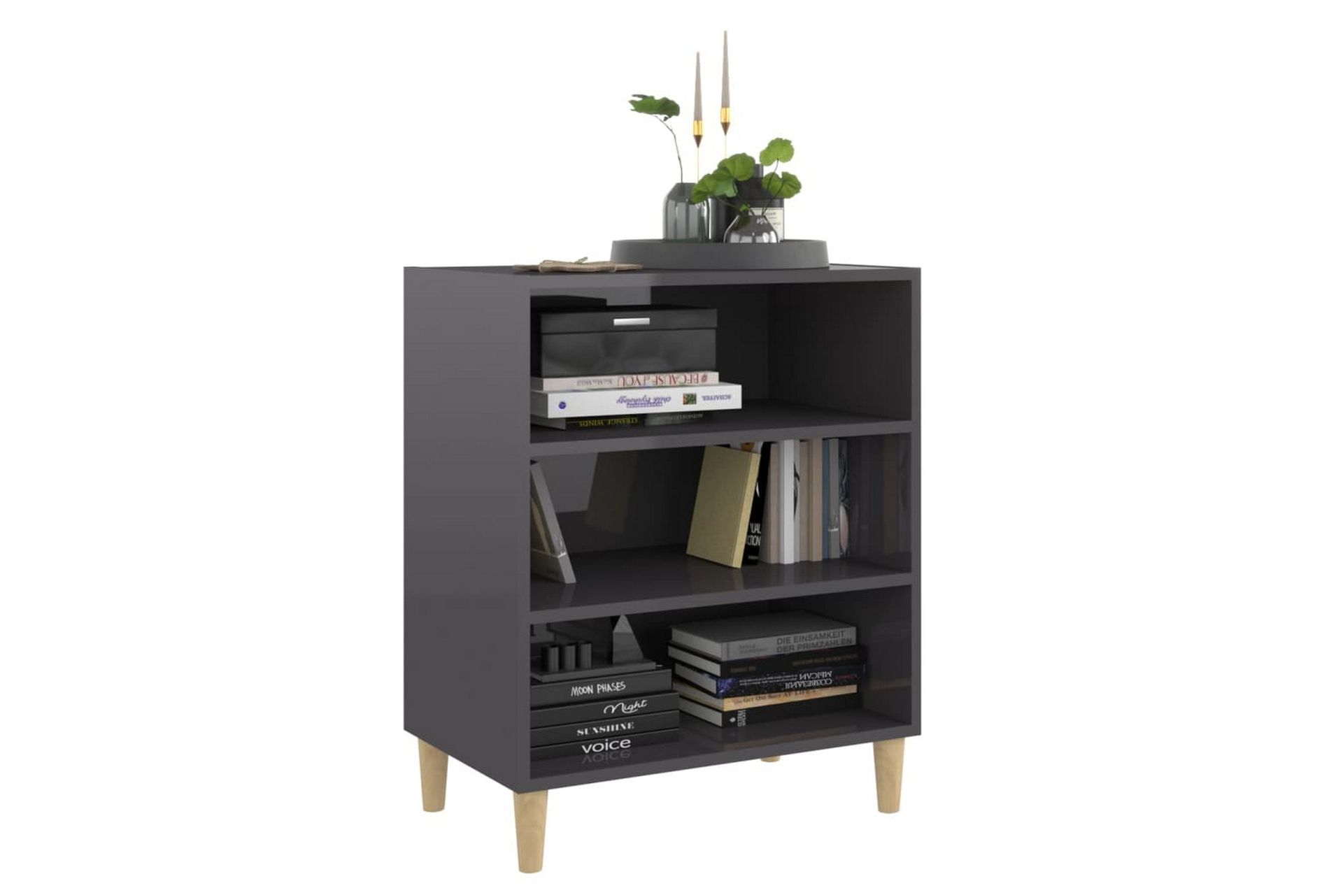 skænk 57x35x70 cm spånplade grå højglans - Grå - Opbevaring - Opbevaringsmøbler - Skænke & sideboards