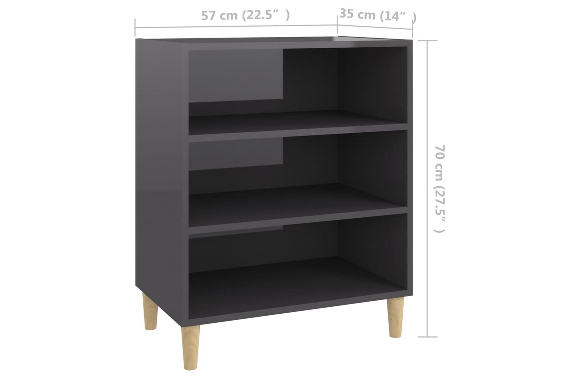 skænk 57x35x70 cm spånplade grå højglans - Grå - Opbevaring - Opbevaringsmøbler - Skænke & sideboards
