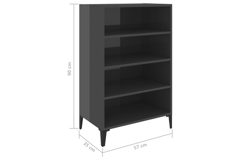 skænk 57x35x90 cm spånplade grå højglans - Grå - Opbevaring - Opbevaringsmøbler - Skænke & sideboards