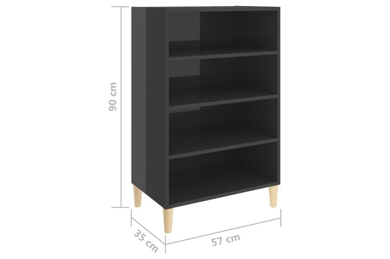 skænk 57x35x90 cm spånplade grå højglans - Grå - Skænke & sideboards