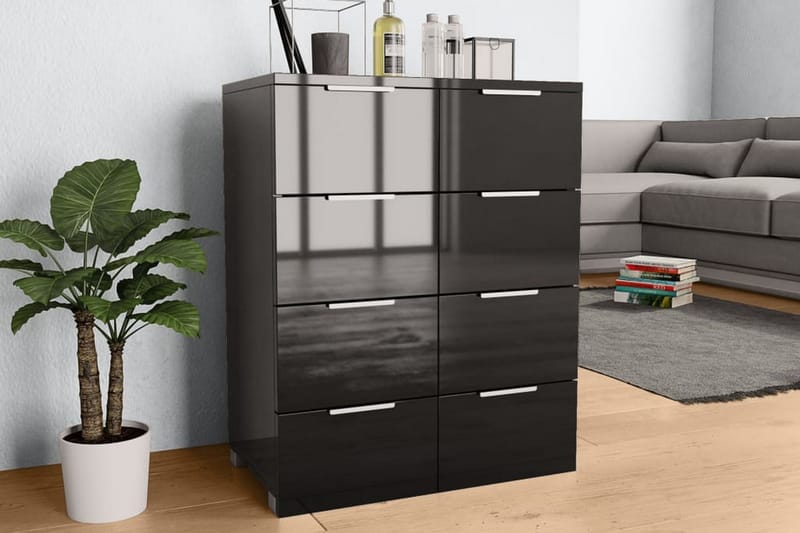 Skænk 60 X 35 X 76 Cm Spånplade Sort Højglans - Sort - Skænke & sideboards