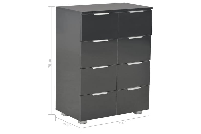 Skænk 60 X 35 X 76 Cm Spånplade Sort Højglans - Sort - Skænke & sideboards