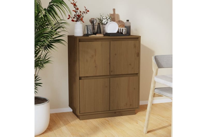 skænk 60x34x75 cm massivt fyrretræ gyldenbrun - Brun - Skænke & sideboards